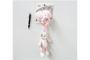 NEW BABY - Pozytywka miś, 35 cm, z sercem,różowy