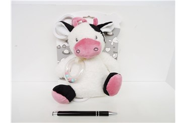 NEW BABY POZYTYWKA krówka biało-bordowa 18 cm