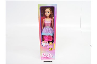 *BARBIE LALKA 61 cm, blond róż. sukienka