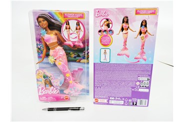 LALKA BARBIE Syrenka rozkwitające kwiaty, brunet.