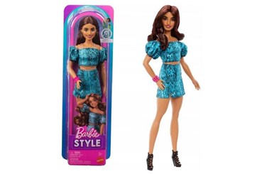Barbie lalka Fashionistas niebieska sukienka