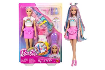 Barbie Lalka Tęczowe brokatowe włosy Zestaw 1