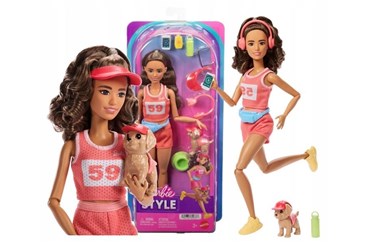 Barbie lalka biegaczka + piesek JNM28