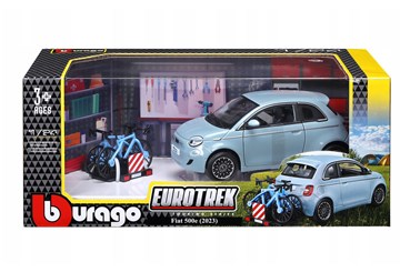 BBURAGO metal, 1:24 EUROTREK FIAT 500E 2023 niebi.
