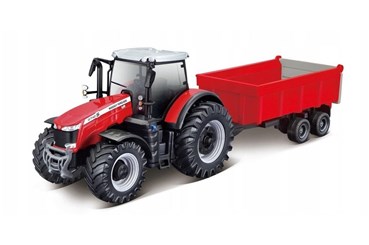 *BBURAGO metal. TRAKTOR Massey F. z przyczepą 10cm