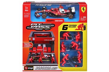 *BBURAGO metal 1:43 FERRARI FORMULA PIT PASS Lecle