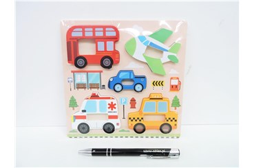 UKŁADANKA, drew., pojazdy, 18x18 cm,   fol.