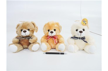 *AST. PLUSZ miś, z kokard, 19x15x13 cm.