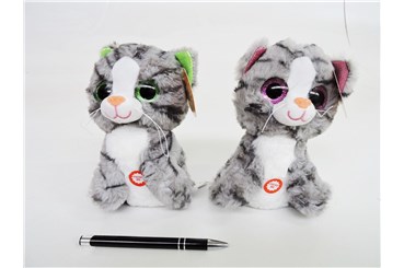 *AST. PLUSZ kotek pręgowany siedzący, 18 cm dźw