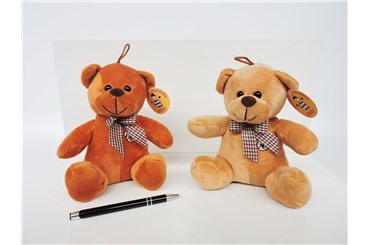 *AST. PLUSZ miś, 16 cm, kokarda, haft, 2 kol.