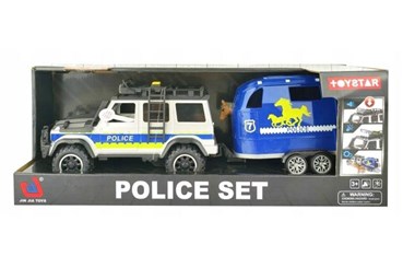 AUTO JEEP policja z przyczepą dla koni, kart