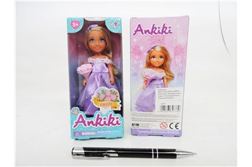 Lalka mini Aniki z bukietem kwiatów,   kart