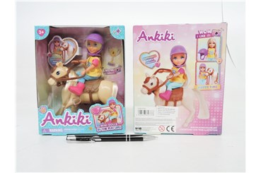Lalka Ankika mini na koniu ,  kart