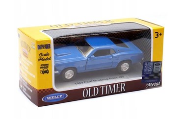 WELLY 1:34 OLD Ford Mustang Boss 429 1969 niebiesk