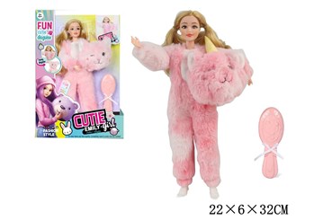 LALKA w przebraniu, 22 cm, róż.,       kart.