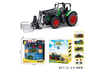 TRAKTOR z chwytakiemi i MASZYNAMI ROLNICZYMI kart.