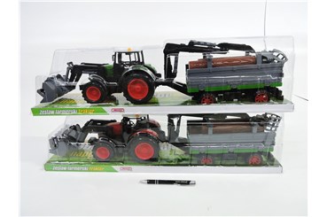 AST. TRAKTOR z przycz i drewnem,64x18x14 cm, klosz