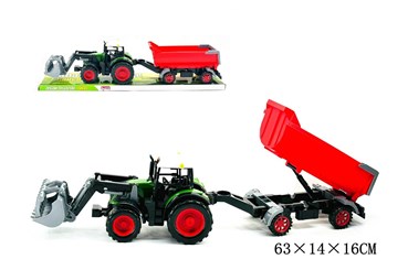 Traktor z przyczepą i turem pod kloszem 63x14x16cm