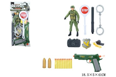 ZESTAW MILITARNY, żołnież, zielony pistolet folia