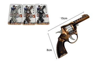 PISTOLET NA SPŁONKĘ metal 3 kol. blister