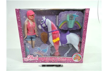 LALKA z koniem z akc., 36x31x8,5 cm,        kart.