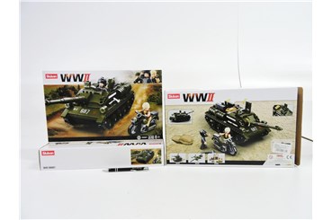 KLOCKI SLUBAN 338 el. WOJSKO, Czołg z motocyklem