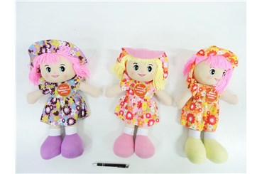 AST. LALKA szmacianka, 45 cm, w kwiatki,      fol.