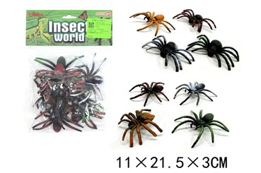 ZWIERZĘTA pająki, plast., 8 szt.,  fol.