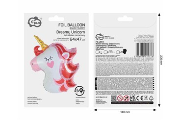 BALON foliowy jednorożec 64x47 cm