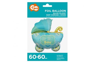 BALON foliowy Wózek niebieski 60 cm