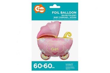 BALON foliowy Wózek różowy 60 cm