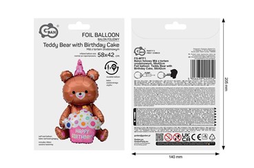 BALON foliowy mis z tortem urodzinowym 58x42 cm