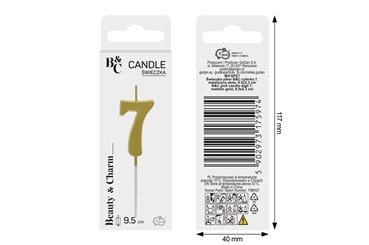ŚWIECZKA piker B&C, cyferka 7, metal. złota