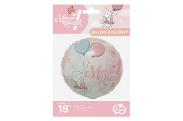 BALON foliowy Mam już 1 roczek króliczek 18 cali