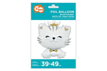 BALON foliowy Biały kotek 39x49 cm