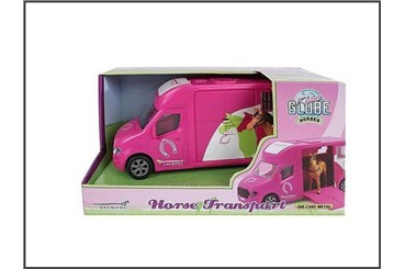 AUTO DO PRZEWOZU KONI RÓŻ DŹWIĘK ŚWIATŁO 20CM