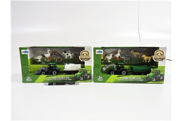 AST. TRAKTOR z przyczepą 18cm 5-zwierzątek, 2 wz.