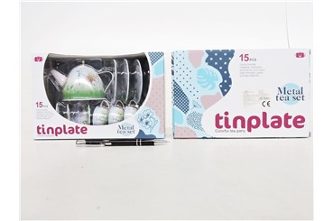 Zestaw do herbaty metalowy 15 el. rower na łące