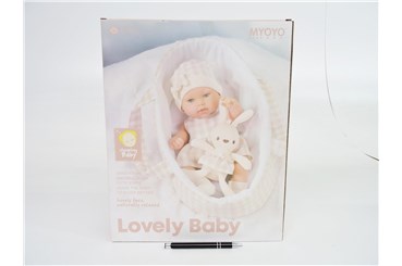 *LALKA bobas, w nosidełku, króliczek, beż, kart