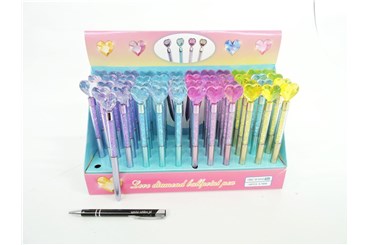 AST. DŁUGOPIS x 48 diament serce, 4 kol.,   displ.