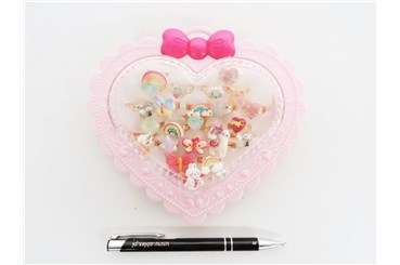 Pierścionek x 24, seruszko z kokardką, kolor.