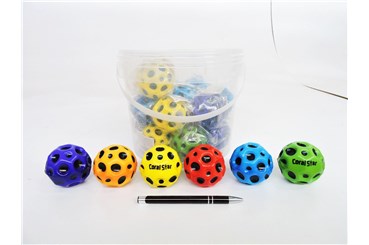 AST. PIŁKA x 22 gumowa, coral, 6,5 cm,     wiadro