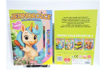 KSIĄŻ. Tęczowa kredka. Jednorożce, z naklej.