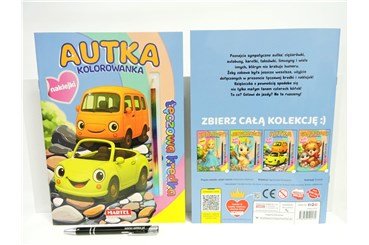 KSIĄŻ. Tęczowa kredka. Autka, z naklej.