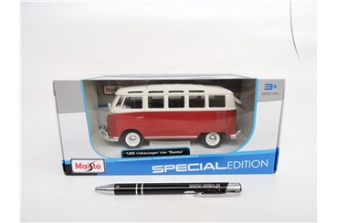 *MAISTO AUTO metal., VOLKSWAGEN van samba, czer.