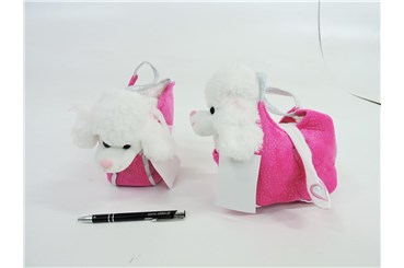 PLUSZ PIES pudel w róż. torebce, 20x20x 9,5 cm