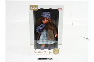 LALKA SŁODKA MAJA, szary szalik, 27x10,7x43 cm