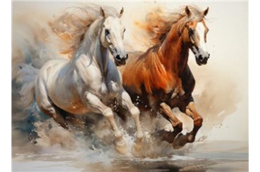 MOZAIKA d. DIAMENTOWA, 40x30 cm, Konie białe