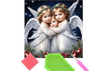 *MOZAIKA DIAMENTOWA 5D, 40x30 cm, Trzy Aniołki