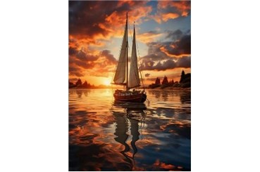 *MALOWANIE po nr. 40x50 cm, Żaglówka i zachód